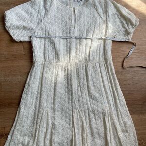 Madewell Cream Eyelet Dress with Puff Sleeves